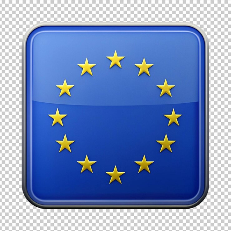 PSD icono de la bandera de la unión europea en 3d sobre un fondo transparente