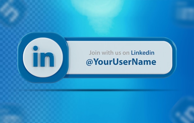 Icono de banner LinkedIn con etiqueta 3d render aislado