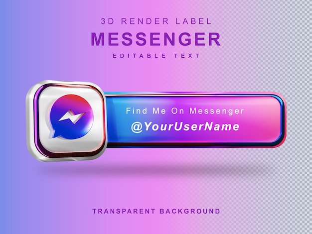Icono de banner de renderizado 3d sígueme etiqueta de messenger aislada