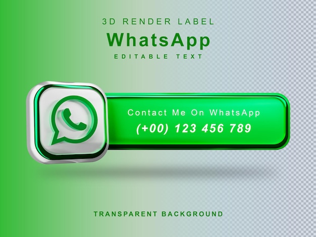 PSD icono de banner de renderizado 3d sígueme etiqueta de whatsapp aislada