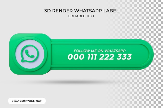 PSD icono de banner siga en etiqueta de renderizado 3d de whatsapp