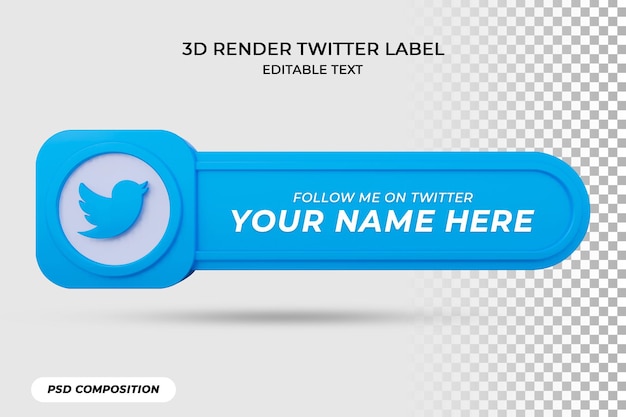 Icono de banner siga en la etiqueta de representación 3d de twitter