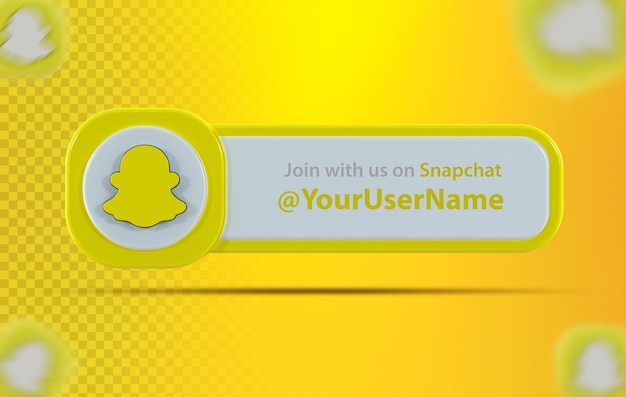 Icono de banner Snapchat con etiqueta 3d render