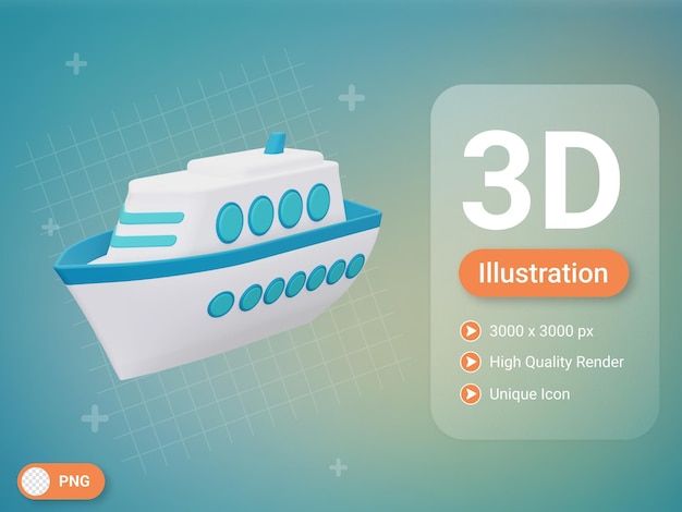 icono de barco 3d