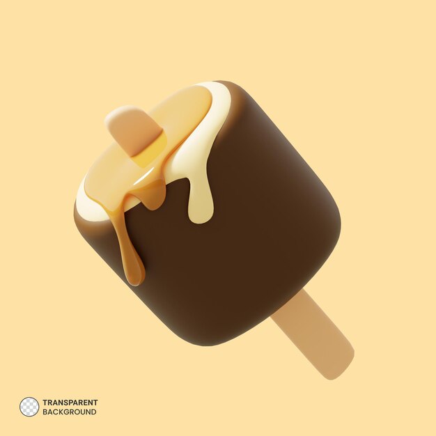 Icono de barra de helado de cerámica Aislado 3d Render Ilustración