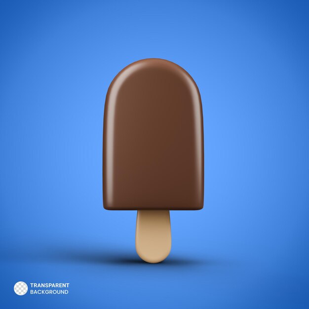 Icono de barra de helado de chocolate aislado 3d render ilustración