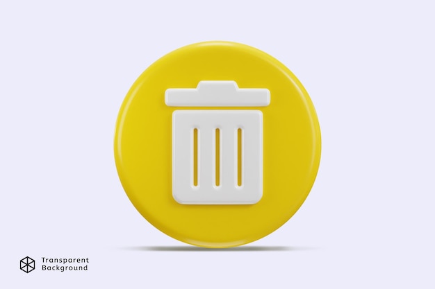 PSD icono de la basura de reciclaje 3d con ilustración del icono vectorial del botón del círculo