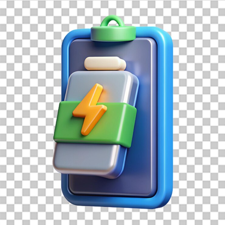 PSD icono de batería 3d la batería se está cargando carga de batería de baja a alta batería descargada y cargada vector moderno y de moda en estilo 3d