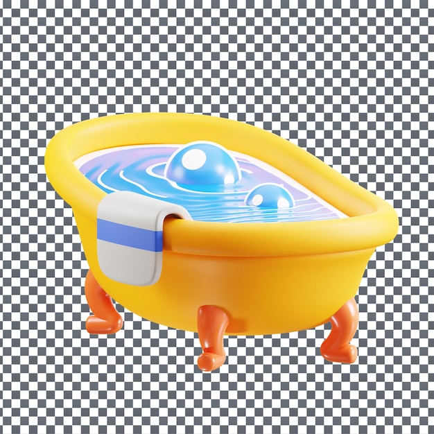 El icono de Bathub PSD 3D en un fondo aislado y transparente