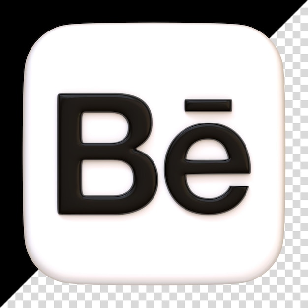 Icono de Behance aislado sobre fondo negro Logotipo de la letra Logotipo del botón cuadrado de la aplicación de redes sociales