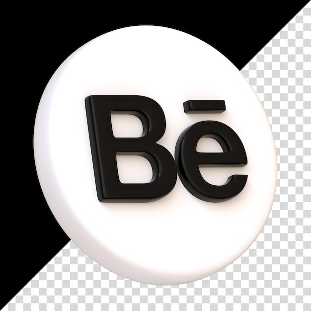 PSD icono de behance aislado sobre fondo negro logotipo de la letra logotipo del botón redondo de la aplicación de redes sociales