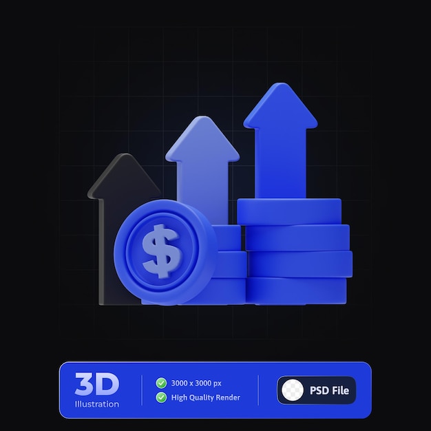 Icono de beneficio analítico empresarial ilustración 3d