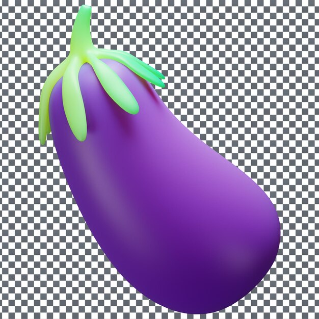 Icono de berenjena psd 3d en fondo aislado y transparente