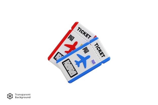 Icono de billete de avión tarjeta de embarque para vacaciones de verano concepto de turismo de renderización 3D