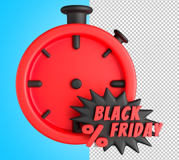 Icono black friday fecha límite descuento 3d