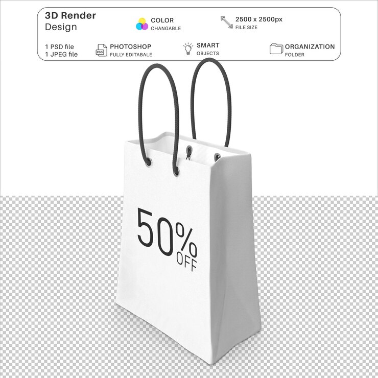 PSD el icono blanco del 50 por ciento de descuento 3d modeling psd