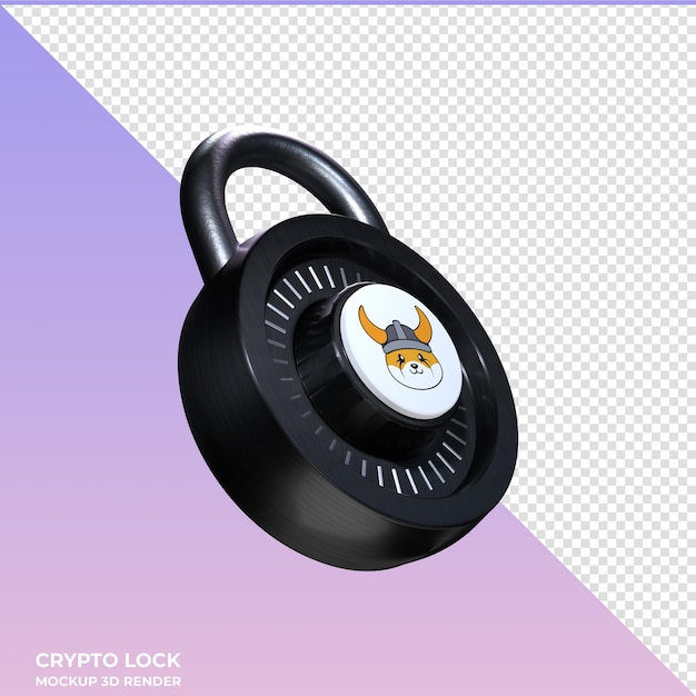 PSD el icono de bloqueo criptográfico floki 3d