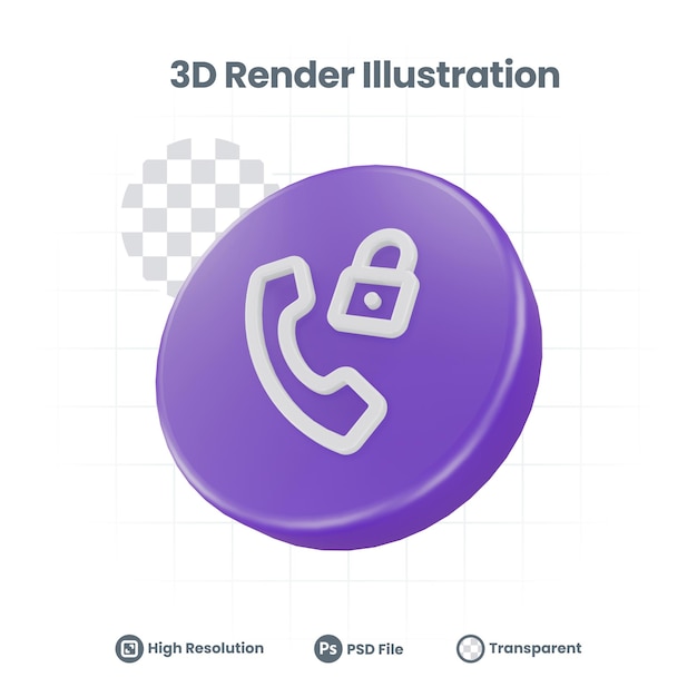 Icono de bloqueo de llamada telefónica realista en 3D para promoción de redes sociales de aplicaciones móviles web