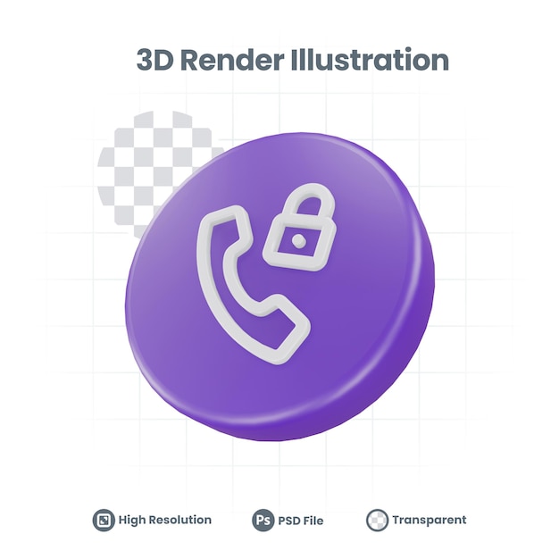 Icono de bloqueo de llamada telefónica realista en 3d para promoción de redes sociales de aplicaciones móviles web