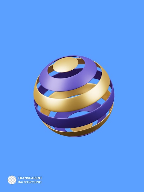 Icono de bola espiral aislado 3d render ilustración