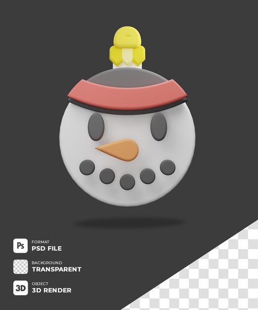 Icono de bola de nieve de navidad 3d con fondo transparente