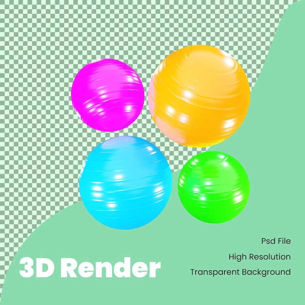 PSD icono de bola de pilates de renderizado 3d