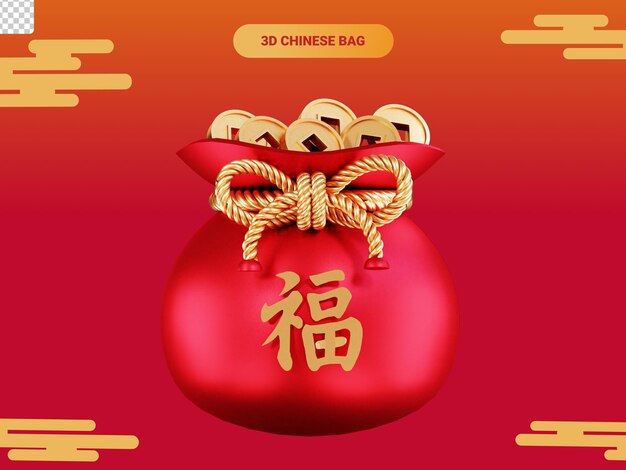 PSD icono de la bolsa china en 3d