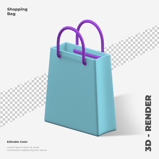 PSD icono de bolsa de compras 3d representación 3d aislada