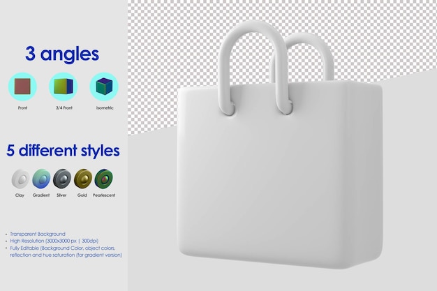 Icono de bolsa de compras 3d