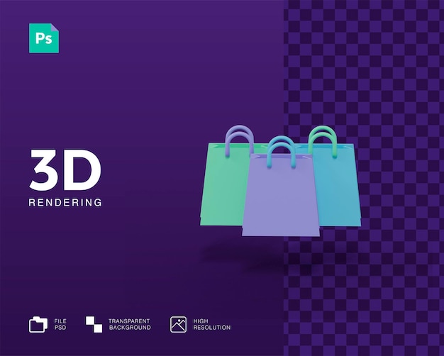 Icono de bolsa de compras 3d