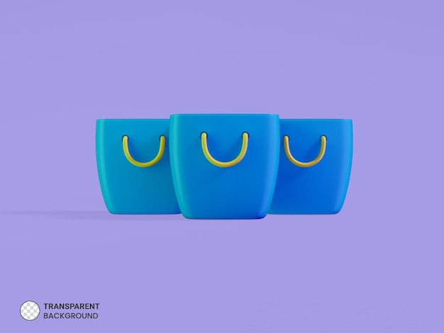 Icono de bolsa de compras aislado 3D prestados