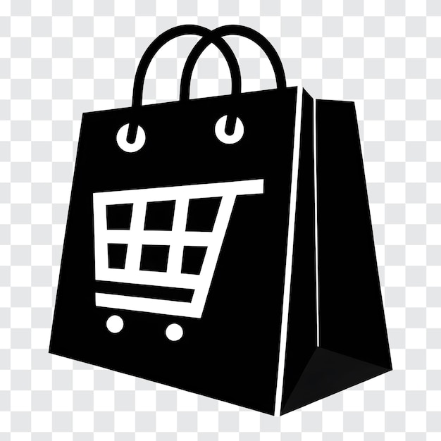 Icono de la bolsa de compras Bolsa de compras negra elegante con icono del carrito de compras