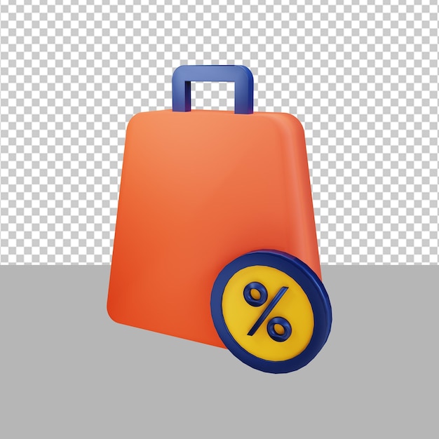 Icono de bolsa de compras ilustración 3d