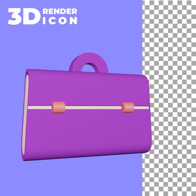 Icono de bolsa de negocios 3d púrpura