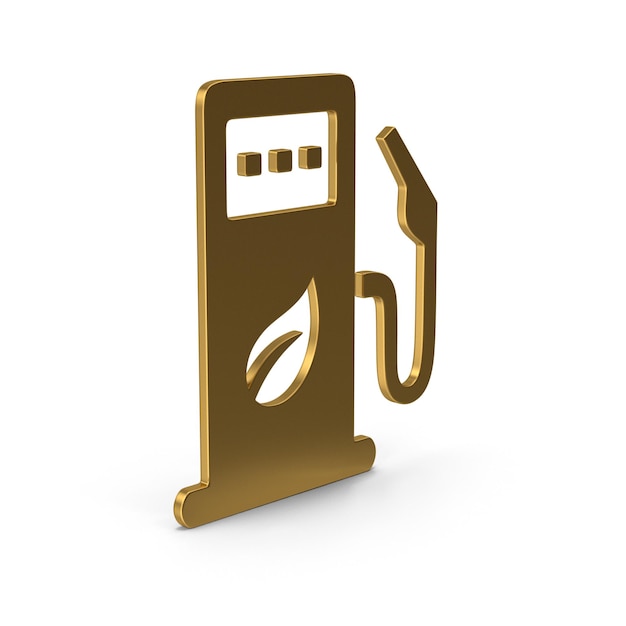 Icono de la bomba de combustible ecológica dorada - Energía renovable y concepto de sostenibilidad