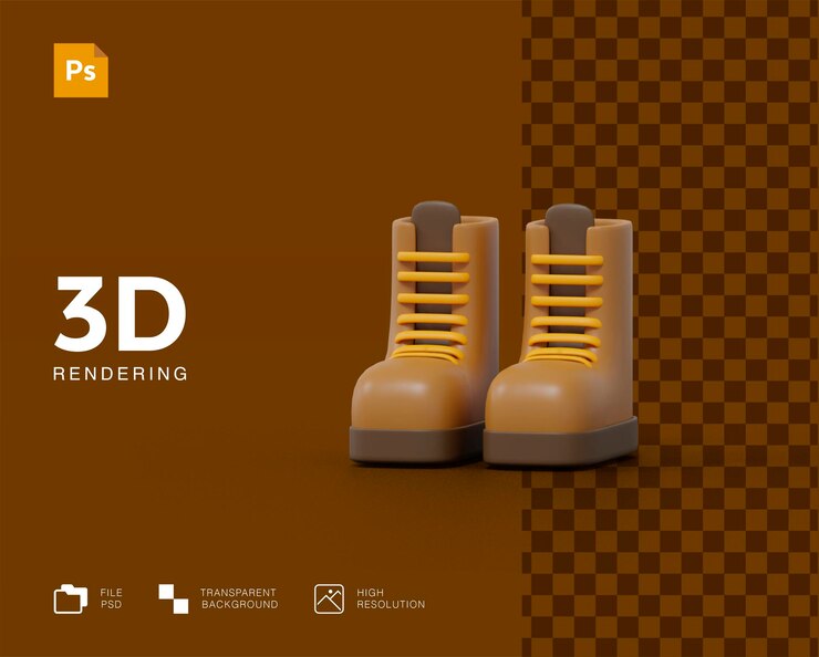 PSD icono de botas de viaje 3d renderizado aislado