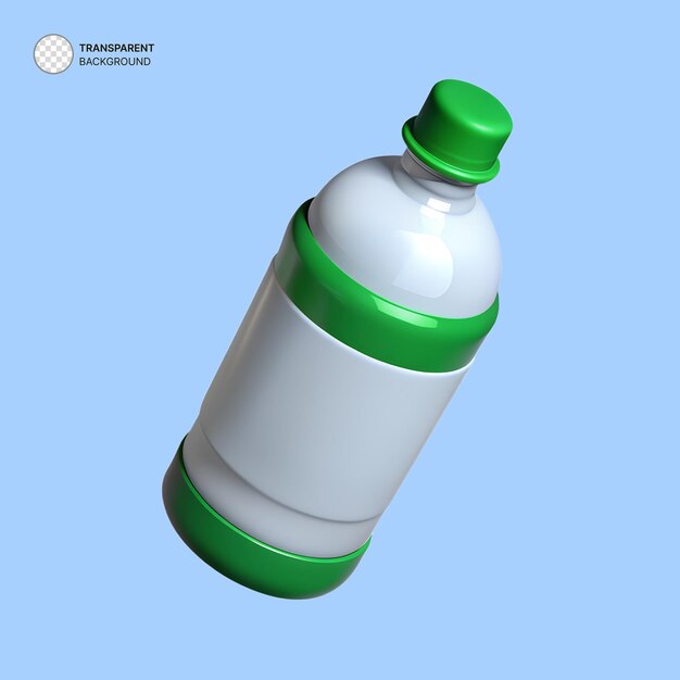 Icono de una botella de agua verde en 3D
