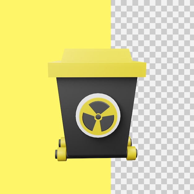 Icono de botes de basura nuclear de renderizado 3d