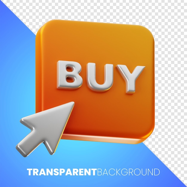 Icono de botón de compra de compras en línea premium Representación 3d sobre fondo aislado PNG
