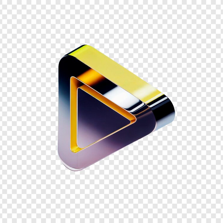 PSD icono de botón de reproducción amarillo en 3d