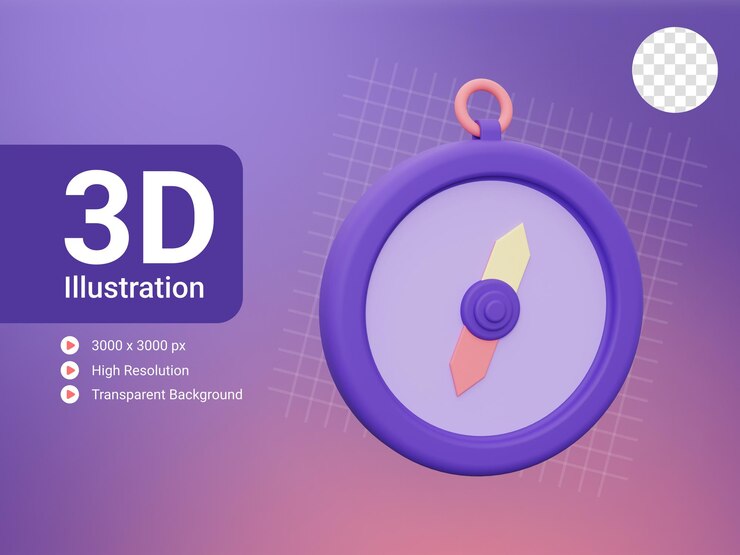 icono de brújula 3D