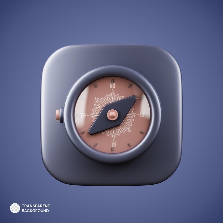 PSD icono de brújula aislado 3d render ilustración