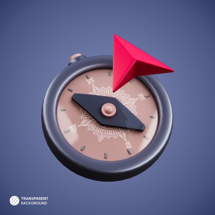 PSD icono de brújula aislado 3d render ilustración