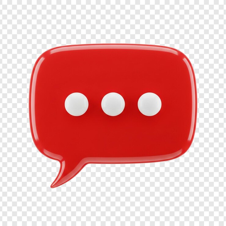 PSD icono de burbuja de chat rojo en fondo transparente