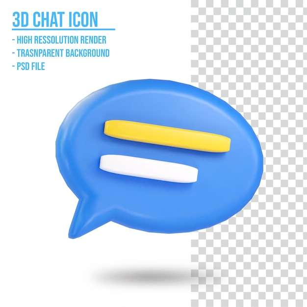 PSD el icono de la burbuja de chat de texto en 3d