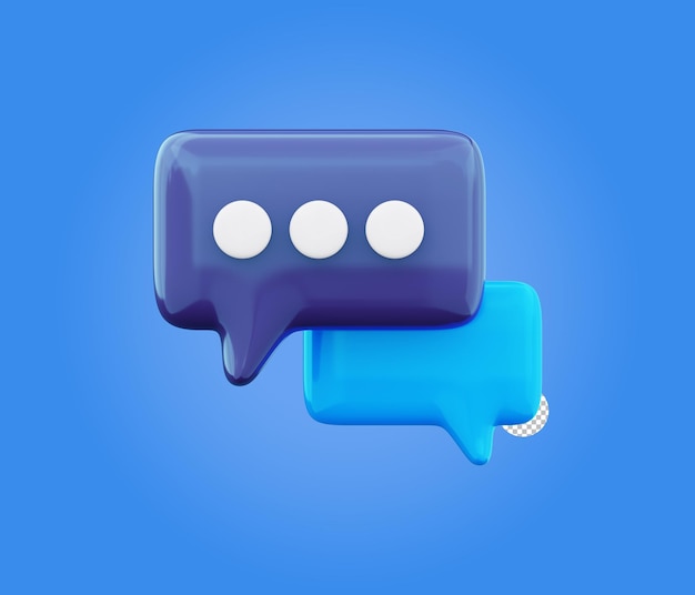 Ícono de burbuja de voz de mensaje de chat 3D en un fondo transparente