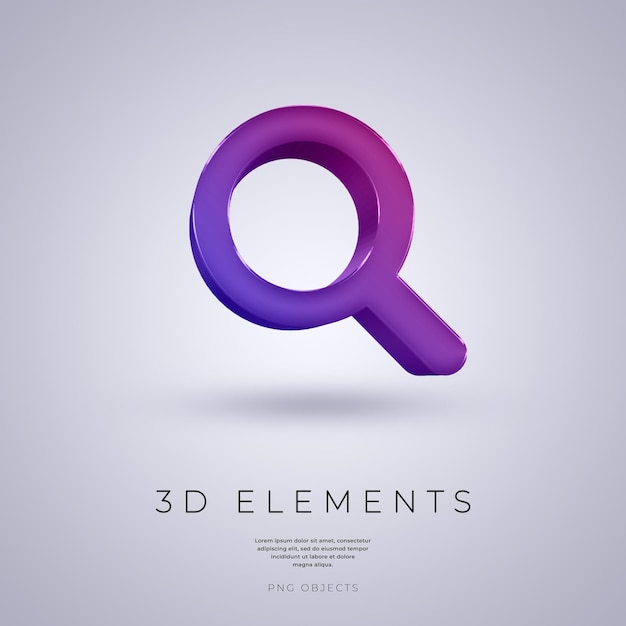 Icono de búsqueda aislado 3d render ilustración