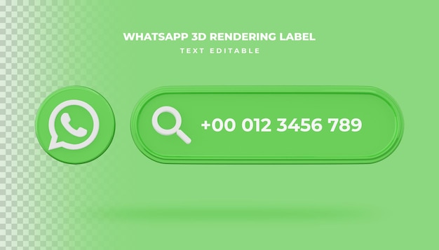 Icono de búsqueda de banner bandera de renderizado 3d de whatsapp aislado