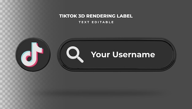 Icono de búsqueda de banner Tiktok banner de renderizado 3d aislado