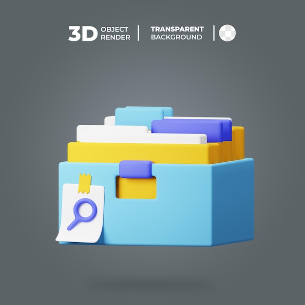 PSD icono de búsqueda de carpeta de archivo 3d